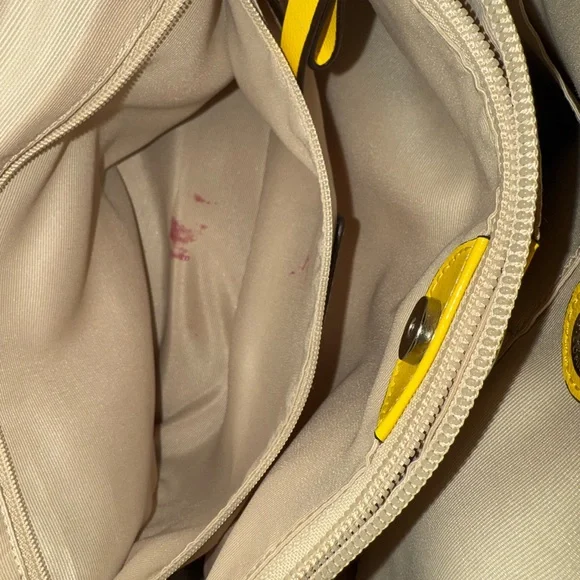 Coach Beige and Yellow Signature Drawstring Tote - Picture 11 of 12